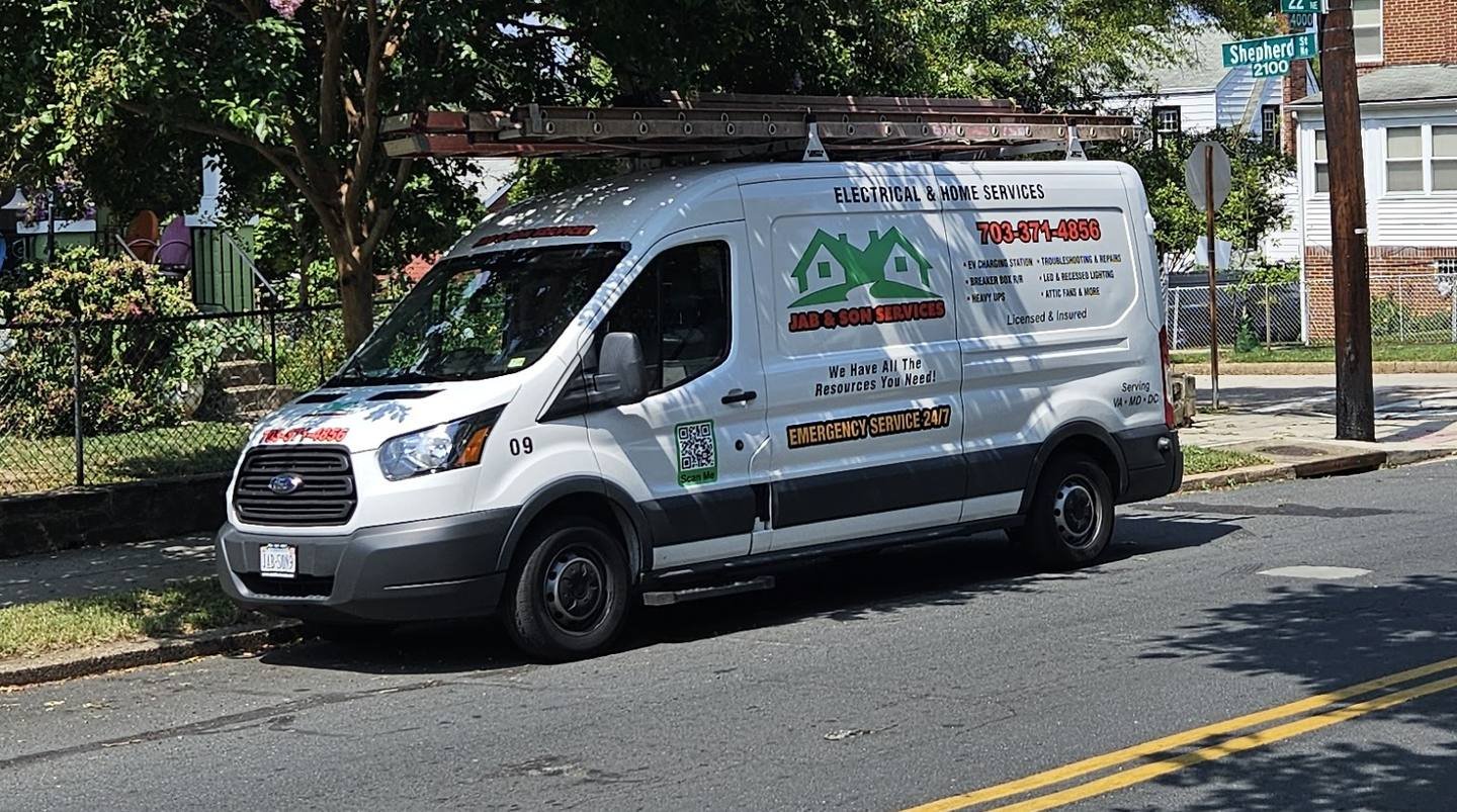 Jab and Son Services electrical service van in Virginia, Maryland & DC